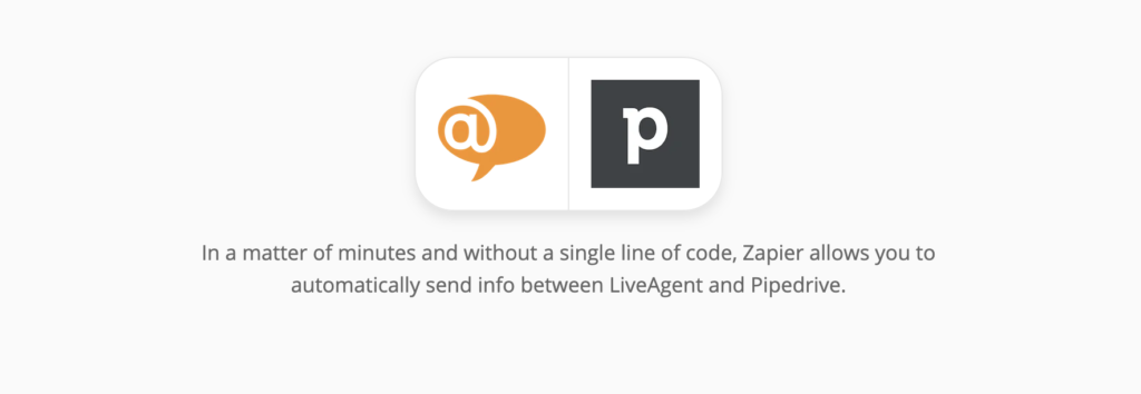 Pagina delle integrazioni di LiveAgent e PipeDrive su Zapier