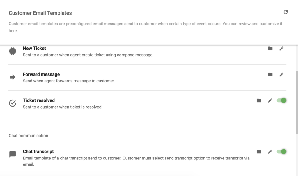 Opzioni del modello di cliente nella configurazione di LiveAgent