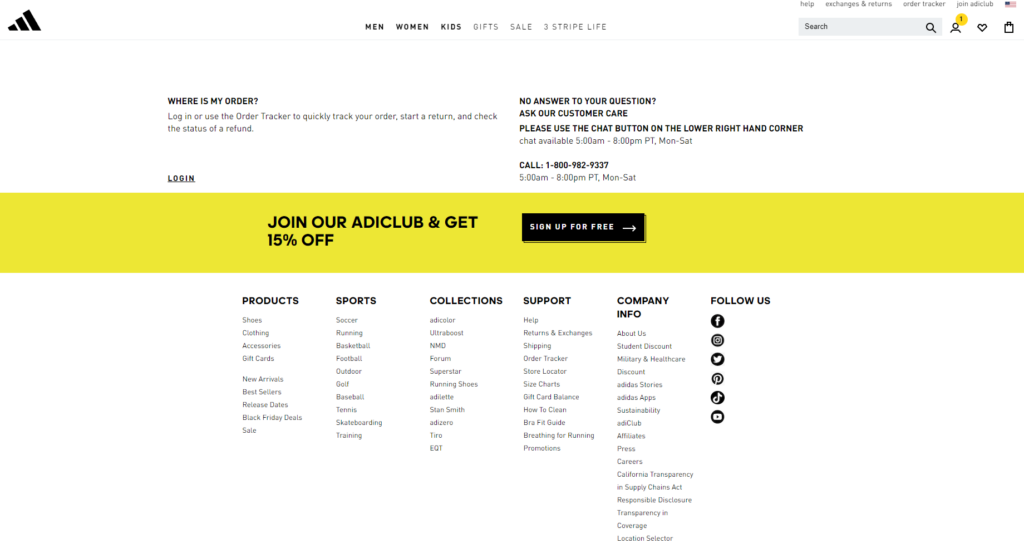 Assistenza clienti di Adidas